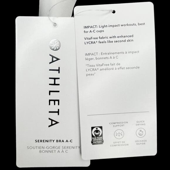 Athleta Serenity Bra A-C Sz S New $59 Black aka Transcend Racerback Light Impact - Picture 8 of 9